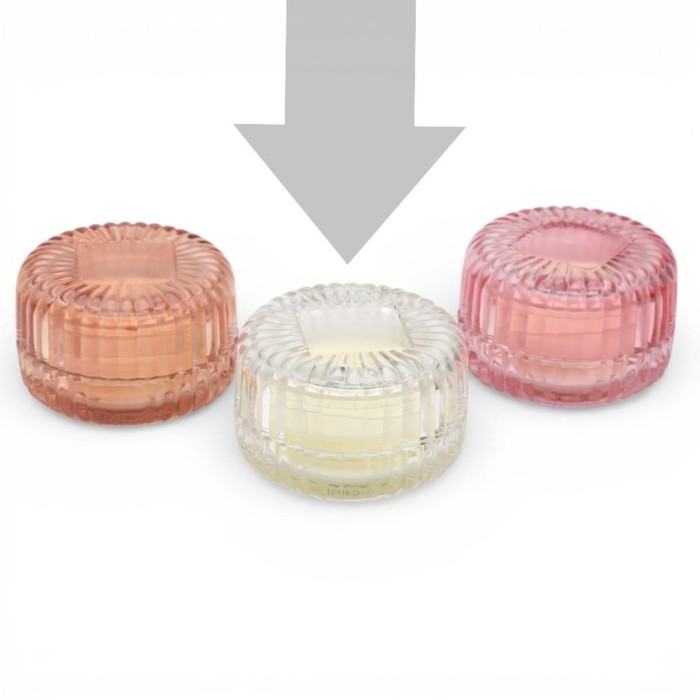 CANDELA IN VETRO TRASPARENTE DIAM 7.5 ALTA 5CM